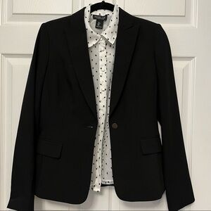 Calvin Klein Women’s Black Blazer Size Sm Single Button Suit Jacket Career